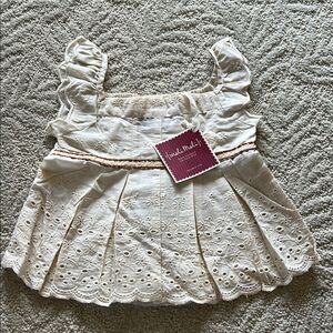 NWT Meli Meli Eyelet Ruffle Sleeve Cotton Top 2T
